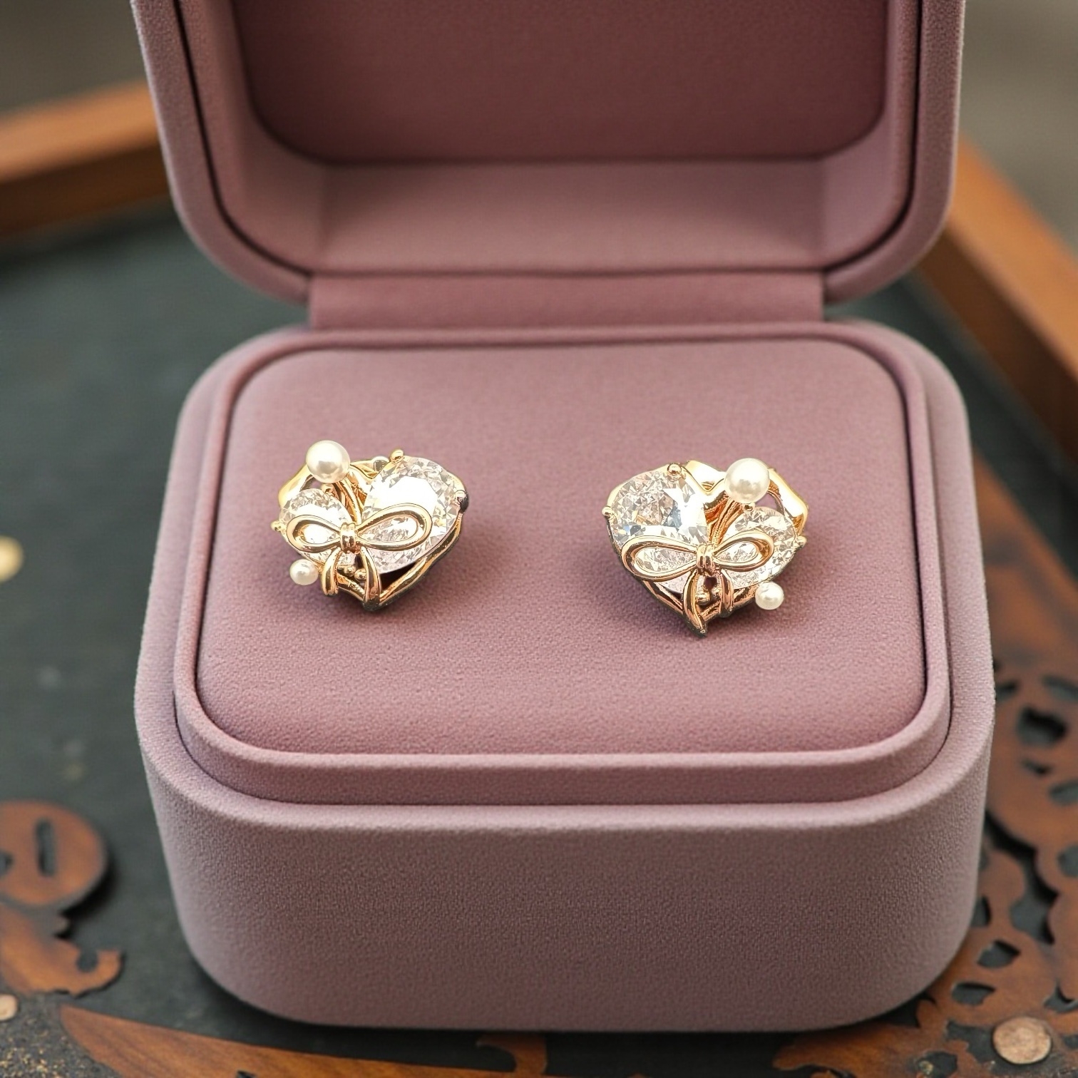 photoroom_20251220_003706 Kalp Model kurdela tasarım Taşlı küpe - Görsel 1